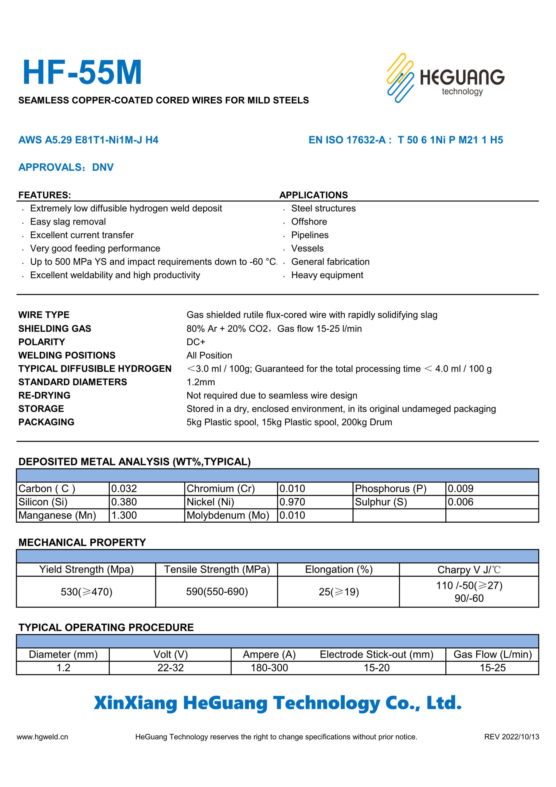 HF 55M Seamless Flux Cored Wire FCAW Specifications scaled